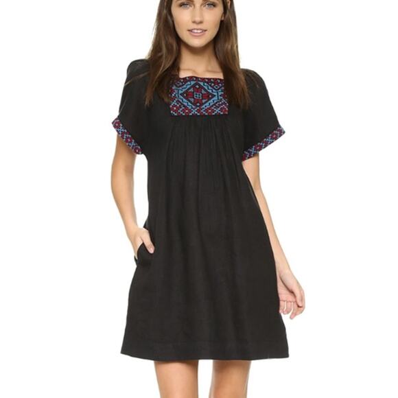Madewell Embroidered Wanderer Mini Dress Size XXS Linen Boho Festival Colorful - Picture 1 of 12